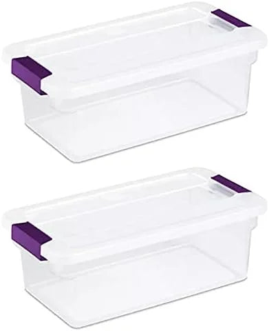 Sterilite 6 Quart ClearView LatchTM with Sweet Plum Handles, Pack Of 2 Containers